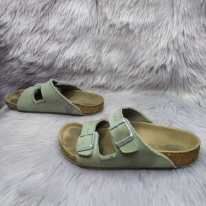 Birkenstock Arizona Canvas Fabric Sandals Kids Size 1 Euro 32 Green